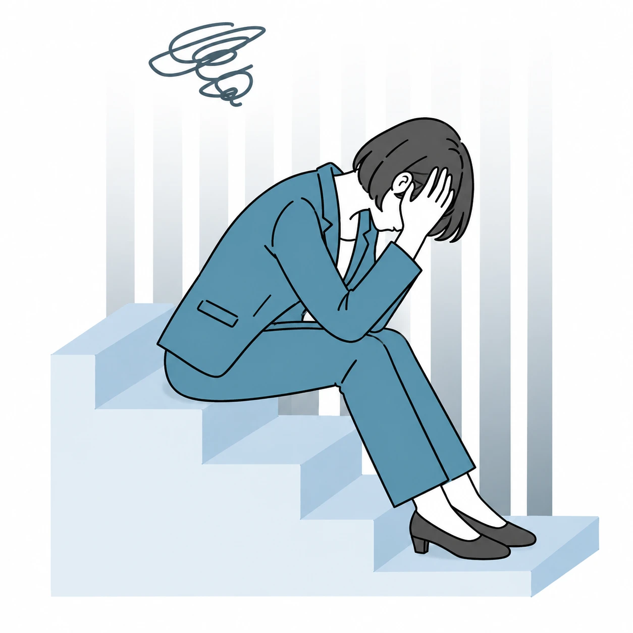 業務に追われて頭を抱える人